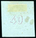 Stamp of Greece » Large Hermes Heads » 1861-62 First Athens Print - Fine prints 40L Dull mauve on blue, used, very large to huge margins,