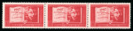 Stamp of Romania » Later Issues 1952 Birth of Ion Caragiale 11lei with 20b surcharge omitted in mint n.h. strip of three