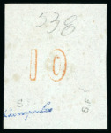 Stamp of Greece » Large Hermes Heads » 1861-62 First Athens Coarse Printing 10L Ochre-orange, used, large to very large margins,