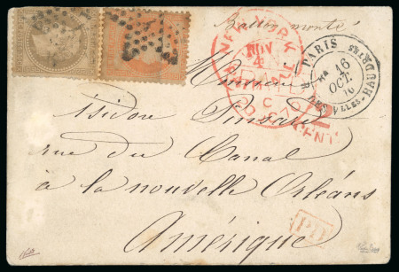 Stamp of France » Guerre de 1870-1871 ÉTATS-UNIS, 1870, Carte postale mention manuscrite