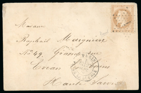 Stamp of France » Guerre de 1870-1871 1870, Tarif à 10 centimes sur carte pour Évian-les-Bains