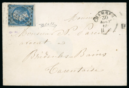 Stamp of Auction catalogues 1860, Lettre pour Brides-les-Bains affranchissement
