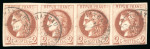 Stamp of France » Emission de Bordeaux 1870 1870, Exceptionnelle bande de 4 du timbre Émission