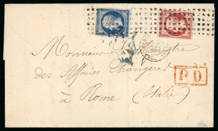 Stamp of France » Empire 1853-1862 1856, Lettre pour Rome (Italie) affranchissement Empire
