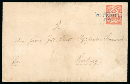 Stamp of German States » Oldenburg 1861 2Gr red-orange, fine to very good margins, tied to wrapper by blue Mooksiel boxed ds