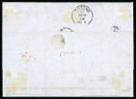 Stamp of Italian States » Modena 1852-54, 5 c. verde con punto, coppia orizzontale, 40 c. azzurro scuro, rara coppia orizzontale con il primo esemplare senza ed il secondo con il punto dopo le cifre,  su lettera per Parigi