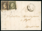 Stamp of Italian States » Sicily 1859, 1 gr. bruno ruggine intenso, I tavola, recante il ritocco n. 5, ed 1 gr. verde oliva chiaro, III tavola, (appena sfiorato in piccola parte basso a destra), 