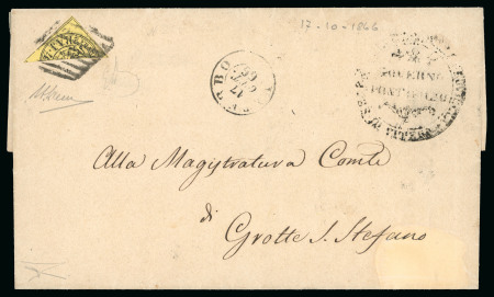 Stamp of Italian States » Papal States 1852 4b on Yellow, DIAGONAL BISECT used as 2b value on cover