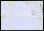 Stamp of Italian States » Papal States 1852, 3 b., due esemplari, uno in bruno cuoi ed uno in giallo cromo grigiastro, gran parte di filetti di separazione, su lettera