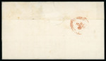 Stamp of Italian States » Naples 1859 10gr Bright Carmine, plate II + 1gr Dark Carmine, plate II, each with ample to large margins, tied together by boxed "Annullato" hs, on ship mail cover