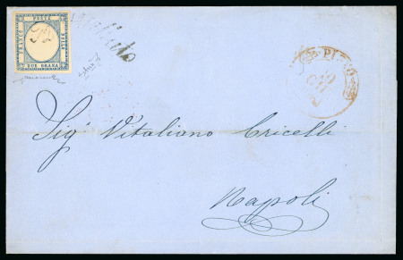 Stamp of Italian States » Naples Lettera con 2gr. azzurro chiaro, "Annullato" a svolazzo (tipo 33) di Pizzo