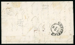 Stamp of Italian States » Papal States 1852, 3 b. bistro arancio, frazionato verticalmente ad un terzo, in combinazione con un 8 b. bianco, frazionato diagonalmente a metà, entrambi annullati con griglia ed usati per coprire la tariffa di 5 bajocchi su lette