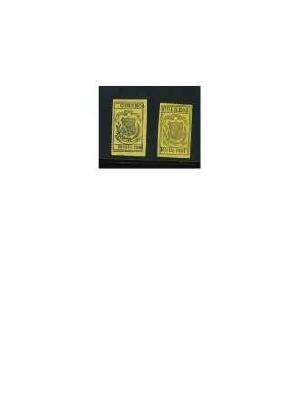 Stamp of Dominican Republic 1870-73 Medio Real black on yellow, ordinary paper