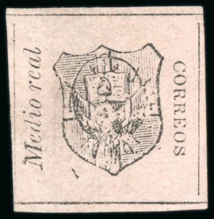 Stamp of Dominican Republic 1865 Medio Real black on rose, on wove paper, unus