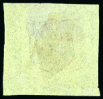Stamp of Dominican Republic 1865 Medio Real black on green, attractive and rare set of three reprints on wove paper, laid paper and watermarked paper