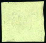Stamp of Dominican Republic 1865 Medio Real black on green, attractive and rare set of three reprints on wove paper, laid paper and watermarked paper