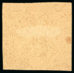 Stamp of Dominican Republic 1865 Medio Real black on green, attractive and rare set of three reprints on wove paper, laid paper and watermarked paper