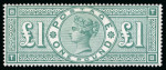 Stamp of Great Britain » 1855-1900 Surface Printed » 1887-1900 Jubilee Issue & 1891 £1 Green 1890 £1 Green TB mint original gum