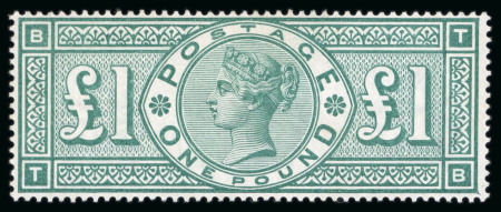 Stamp of Great Britain » 1855-1900 Surface Printed » 1887-1900 Jubilee Issue & 1891 £1 Green 1890 £1 Green TB mint original gum