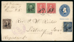 Stamp of United States » U.S. Possessions » Puerto Rico (US) » U.S. Administration - Regular Issues 1899 (July 21). Registered 5c stationery envelope to Iowa, additionally franked by 1899 1c, 2c (2), 5c and 8c