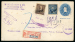 Stamp of United States » U.S. Possessions » Puerto Rico (US) » U.S. Administration - Regular Issues 1900 (Nov 13). Registered 5c stationery envelope from San Francisco to Batavia (Dutch Indies), additionally franked with 1899 5c & 8c
