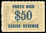Stamp of United States » U.S. Possessions » Puerto Rico (US) » U.S. Administration - Regular Issues Revenues: 1901 1c to $50 Excise Revenue overprints in complete mint set, plus 1c and 10c blocks of four