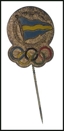 Stamp of Olympics » 1936 Berlin » Medals Two Swedish team pins: Canoeing Team stick-pin and Fencing team pin badge