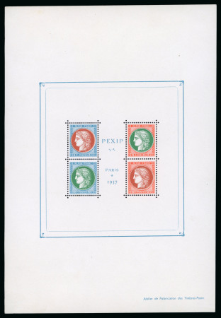 Stamp of France » Blocs et Feuillets 1937, Essai de couleur et de perforation du bloc PEXIP
