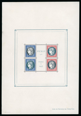 Stamp of France » Blocs et Feuillets 1937, Essai de couleur du bloc PEXIP *, coeur de bloc