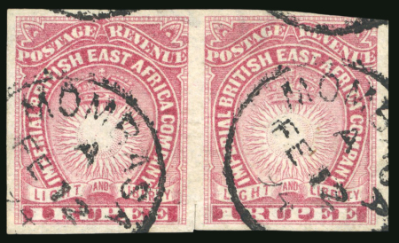 Stamp of Kenya, Uganda and Tanganyika » British East Africa 1890-95 1R carmine imperforate pair used