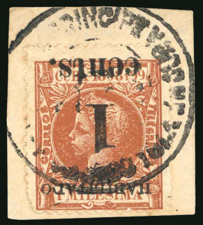 Stamp of United States » U.S. Possessions » Puerto Príncipe 1898 1c on 1m brown, third printing, position 5, inverted overprint, ex Moorhouse