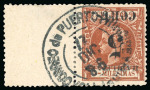 Stamp of United States » U.S. Possessions » Puerto Príncipe 1898 5c on 5m orange-brown, first printing, positions 5, surcharge overprint inverted, marginal side