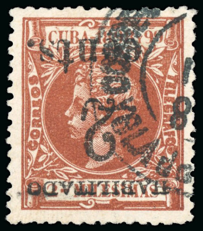 Stamp of United States » U.S. Possessions » Puerto Príncipe 1898 2c on 2m orange-brown, first printing, position 2 error used inverted surcharge