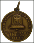 Stamp of Olympics » 1936 Berlin » Medals 1936 Berlin "Carovana Azzurro / XI. OLIMPIADE BERLINO 1936 XIV" Italian Air Force flight to Berlin medal,