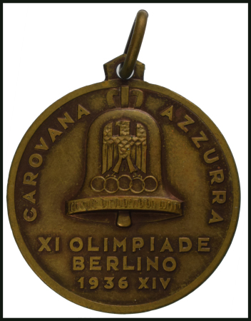 Stamp of Olympics » 1936 Berlin » Medals 1936 Berlin "Carovana Azzurro / XI. OLIMPIADE BERLINO 1936 XIV" Italian Air Force flight to Berlin medal,