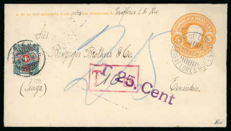 Stamp of Mexico 1911-36 Cover lot of eleven postage dues sent to Switzerland, includes one 1911 5c postal stationery envelope