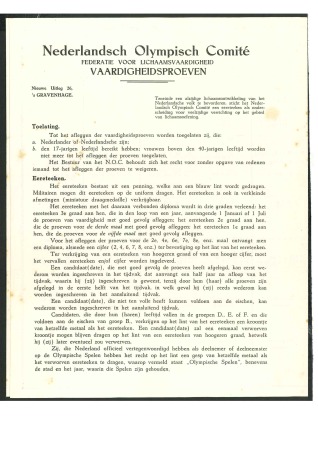 Stamp of Olympics » 1936-1940 Intervening Championships 1939 Netherlands Olympic Committee six-page fold-out brochure for the rules on how to obtain merit medals and diplomas