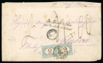 Stamp of Uruguay 1876 (Jan 14) Cover from Montevideo to Genoa, two pairs of 1868-72 10c
