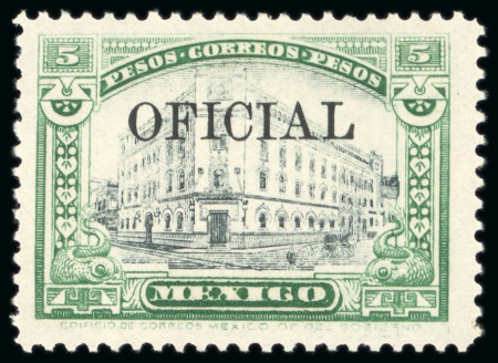 Stamp of Mexico OFFICIALS: 1927-28 5p green & black, mint, very fine