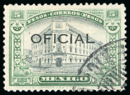 Stamp of Mexico OFFICIALS: 1927-28 5p green & black, used, very fine