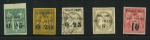 Stamp of Colonies françaises » Guyane française 1886-1888, Lot de 5 timbres avec n°1 variété f partiellement