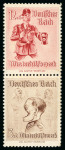 Stamp of Germany » War and Propaganda forgeries II. Worldwar  1944 Propaganda forgeries of 1938 WHW issue 12+6pf and 3+2pf in vertical se-tenant pair, mint n.h.