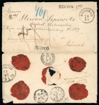 Stamp of Switzerland / Schweiz » Vorphilatelie 1860-1867 Kuvert (dreiseitig geöffnet) mit Einkreisstempel GENEVE nach BELGRAD, und Rekokuvert von BELGRAD nach Zürich