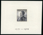 Stamp of Spain 1938 Battle of Lepanto mint n.h. 30c slate violet and 50c dark green imperf. sheetlet