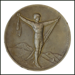 Stamp of Olympics » 1924 Chamonix 1924 Chamonix gold medal awarded to Alfred Schläppi, member of the Swiss four-man bobsleigh team