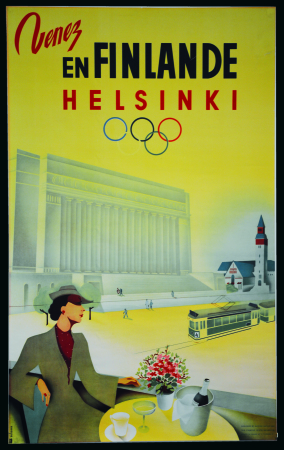 Stamp of Olympics » 1940 Helsinki (Cancelled) "Venez en Finland Helsinki" advertising poster for the 1940 Olympic Games with Olympic Rings