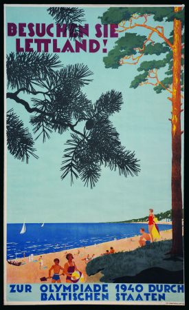 Stamp of Olympics » 1940 Helsinki (Cancelled) 1940 "Besuchen die Lettland / Zur Olympiad 1940 durch Baltischen Staaten" tourism poster