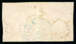 Stamp of Romania » King Carol 1869 - "Without Beard" Imperforate 1869 15b pair, just cut into in places, neatly cancelled by the rare telegraph post "RIMN SARAT" thimble cds