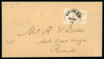 Stamp of Indian States » Bundi » The Dagger Issues (1894-1898) (SG 1-17) 1897-98, 2a pale green on laid paper, type III, left sheet marginal singe, good margins on other three sides with complete frame lines intact, on envelope philatelic cover addressed to Mr. R.S. Desai, Sub Assit. Surgeon 
