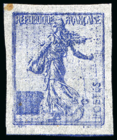 Stamp of France » Émissions à partir de 1900 1903, Semeuse lignée, essai sur papier pelure, TB.